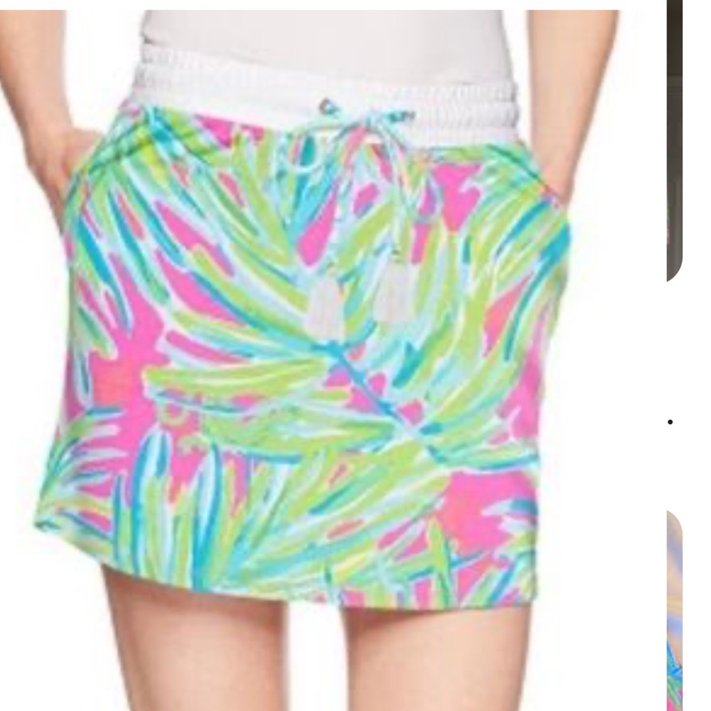 Lilly Pulitzer Women's Zia Skirt in Tiki Pink Royal Lime Print. Size XL
